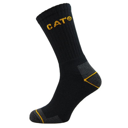 CAT Caterpillar 3 Pairs Real Work Crew Socks Black protexU