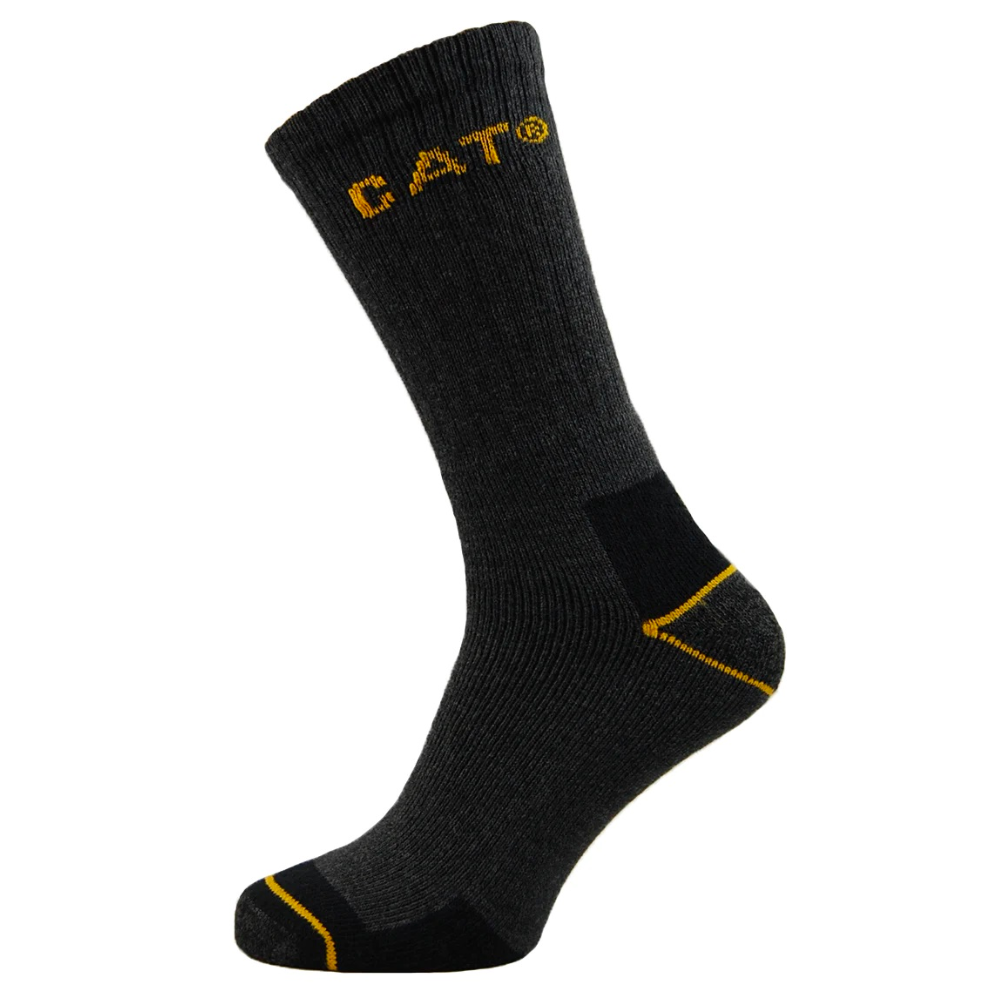 CAT Caterpillar 3 Pairs Real Work Crew Socks Charcoal protexU 