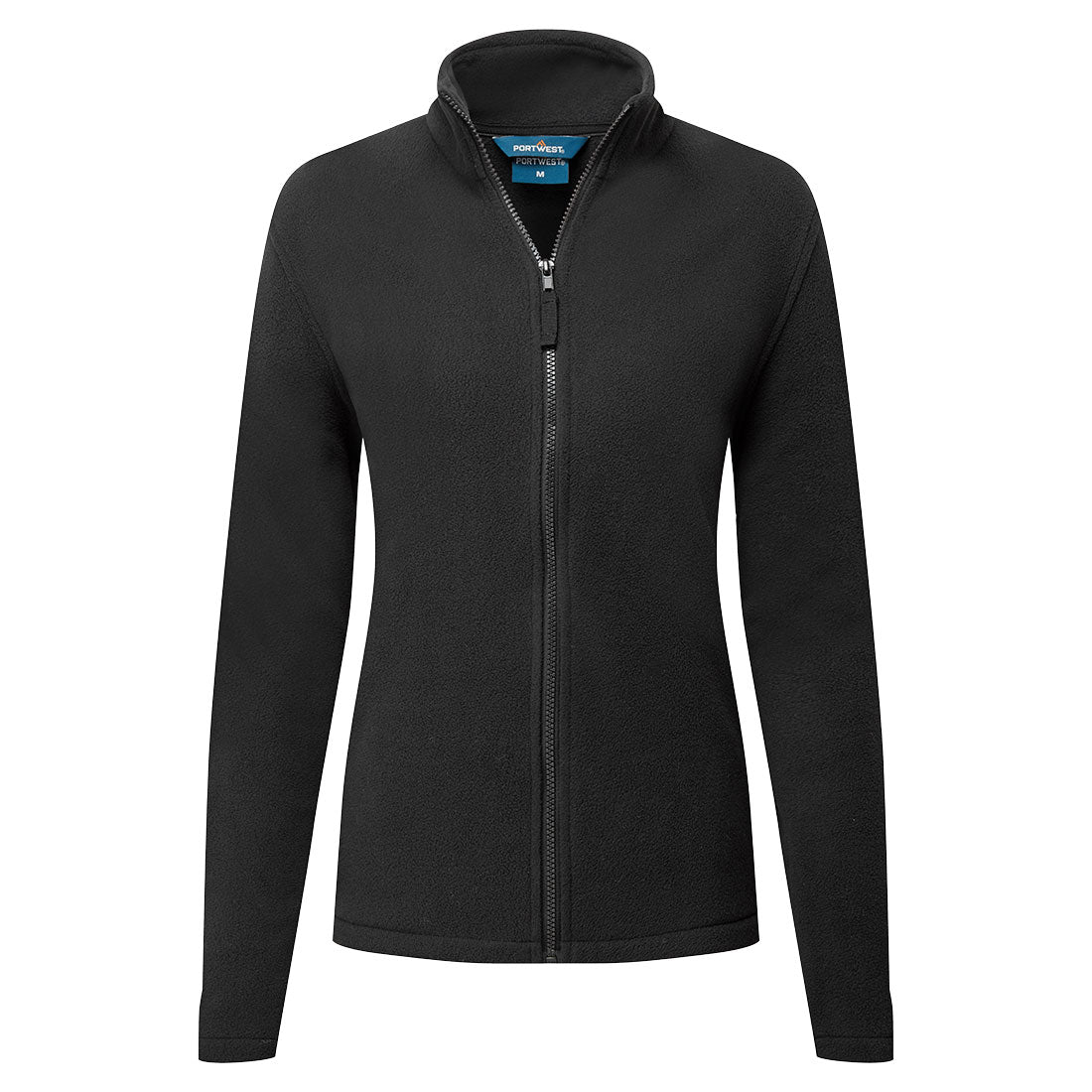 Women's Black zip-up fleece jacket for work or lifestyle. Portwest fleece jacket for women. protexU