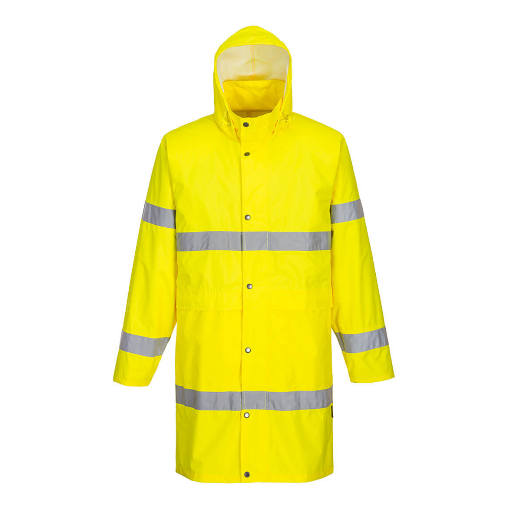 Portwest H442 Hi-Vis Rain Coat 100cm Length - Yellow
