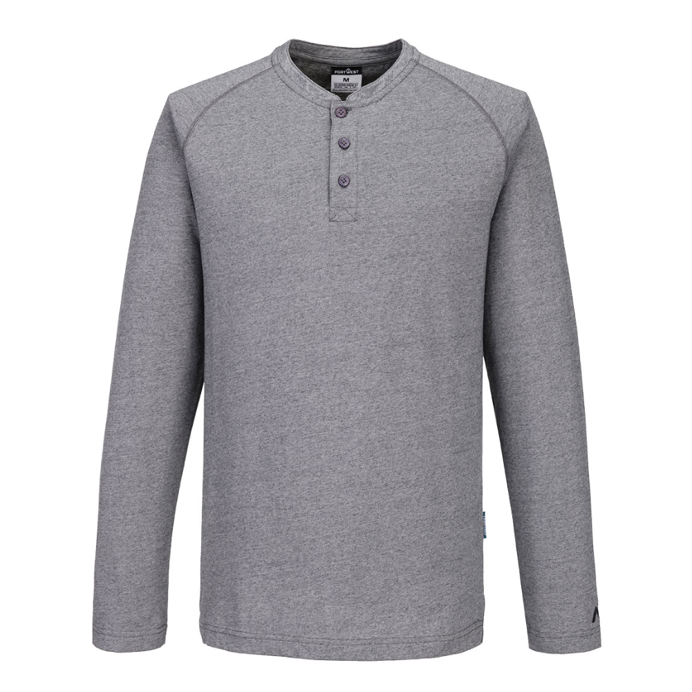 Portwest KA370 - KA3 Grey Henley Work T-Shirt protexU