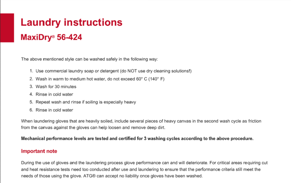 ATG MaxiDry wash instruction 56-425 3/4 Coat Nitrile Foam Palm Waterproof Work Gloves protexU