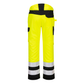 Portwest PW2 Hi-Vis Service Trousers - Yellow. High-visibility yellow work pants with reflective stripes. protexU