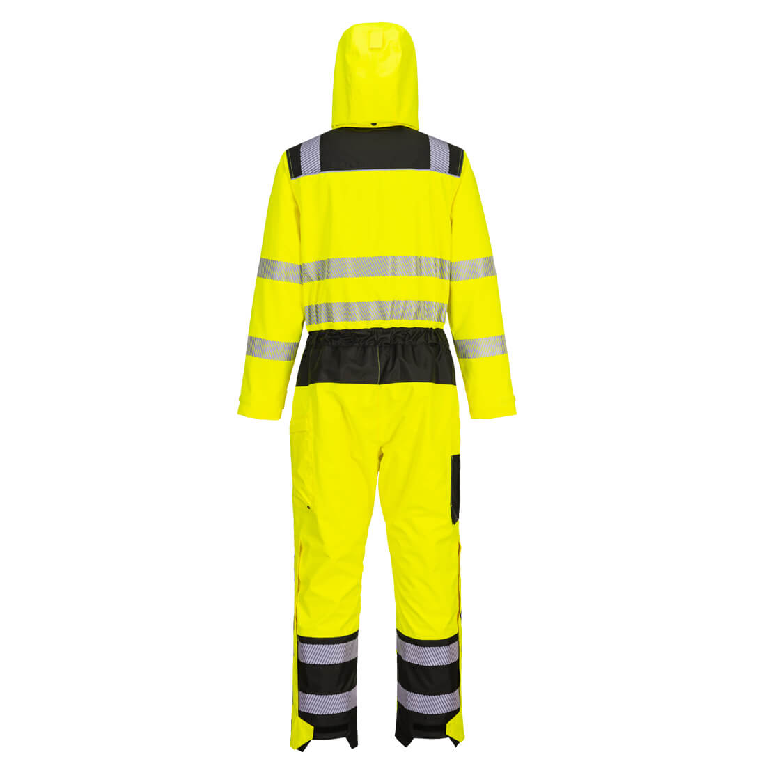 Portwest PW3 Hi-Visibility Waterproof One_Piece Hooded Winter Coveralls. Yellow/Black.  protexU