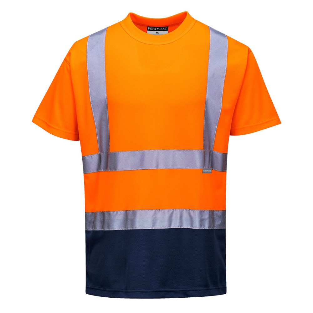 Orange Hi Vis T Shirt Rail, Road, Visibility, Safety, Class 2, Workwear, Two-tone, Short Sleeve, Portwest, protexU