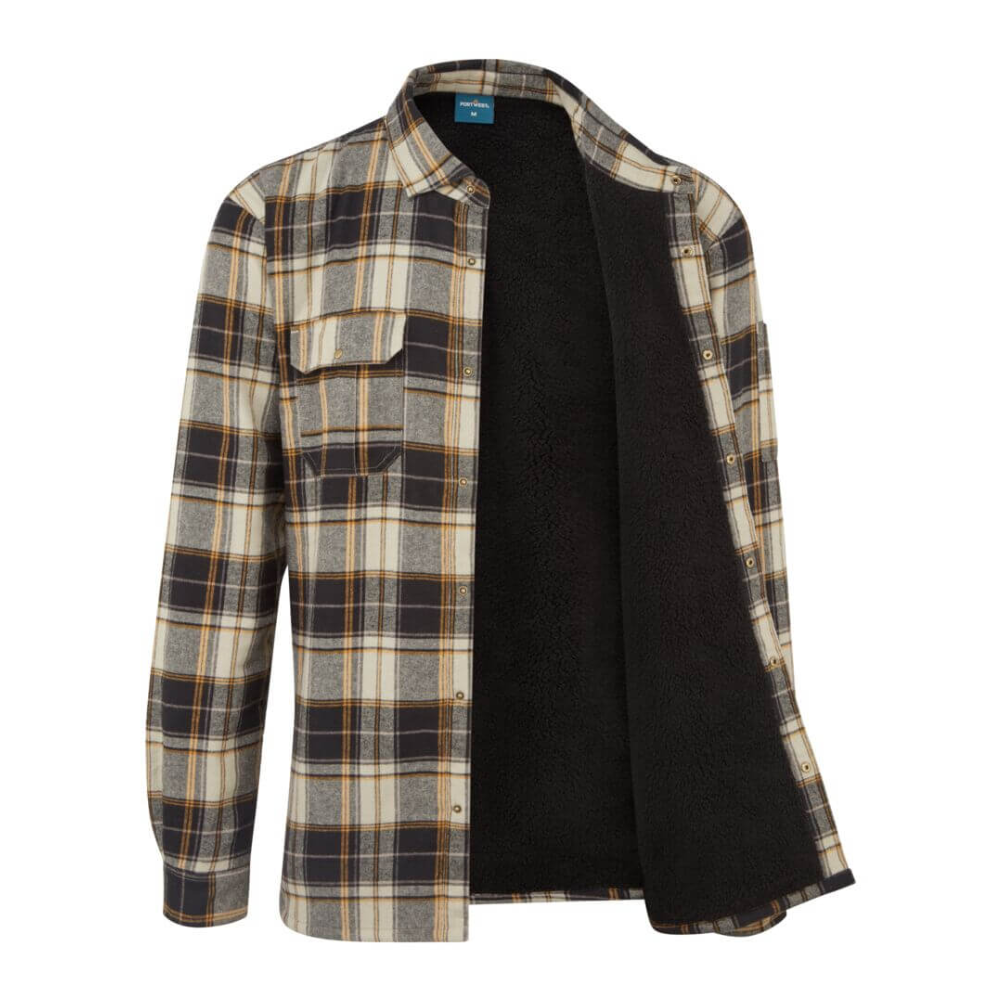 Portwest Sherpa Lined Check Shirt - Brown - KA313 - protexU