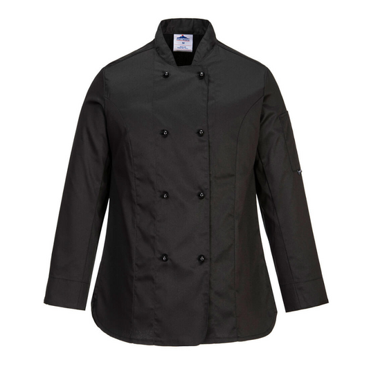 PortWest Rachel Women's Chef's Jacket Black. protexU