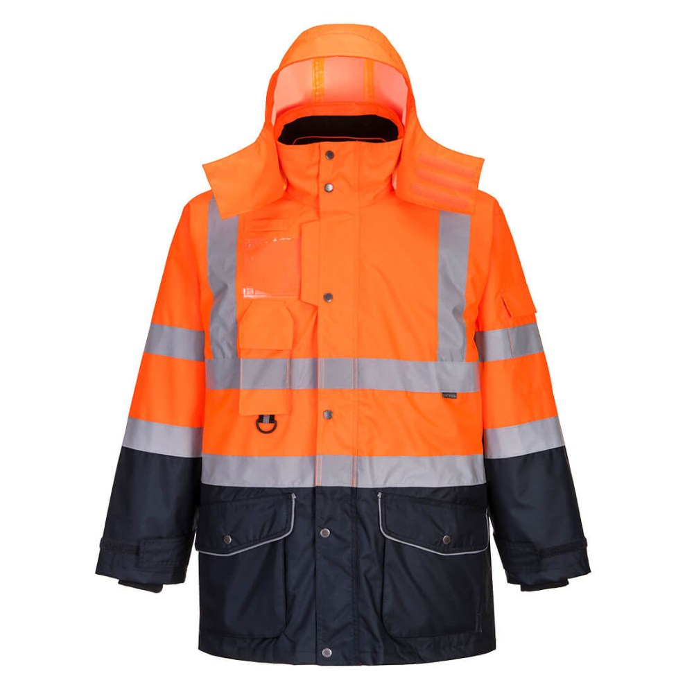 PORTWEST S426 - Hi-Vis Breathable 7-in-1 Contrast Traffic Jacket Orange PROTEXU
