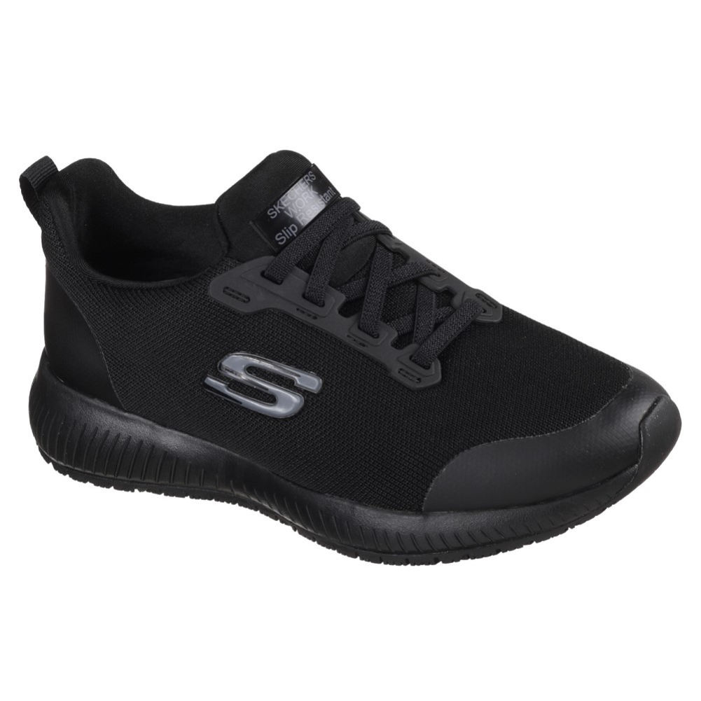 Skechers Work Shoe Squad SR Black, Women's work shoe, food industry shoe, catering shoe, nursing shoe, protexU