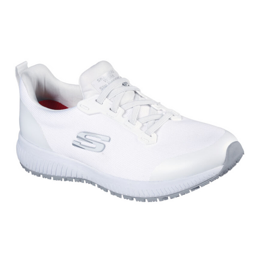 Skechers Work Shoe Squad SR White, Women's work shoe, food industry shoe, catering shoe, nursing shoe, protexU