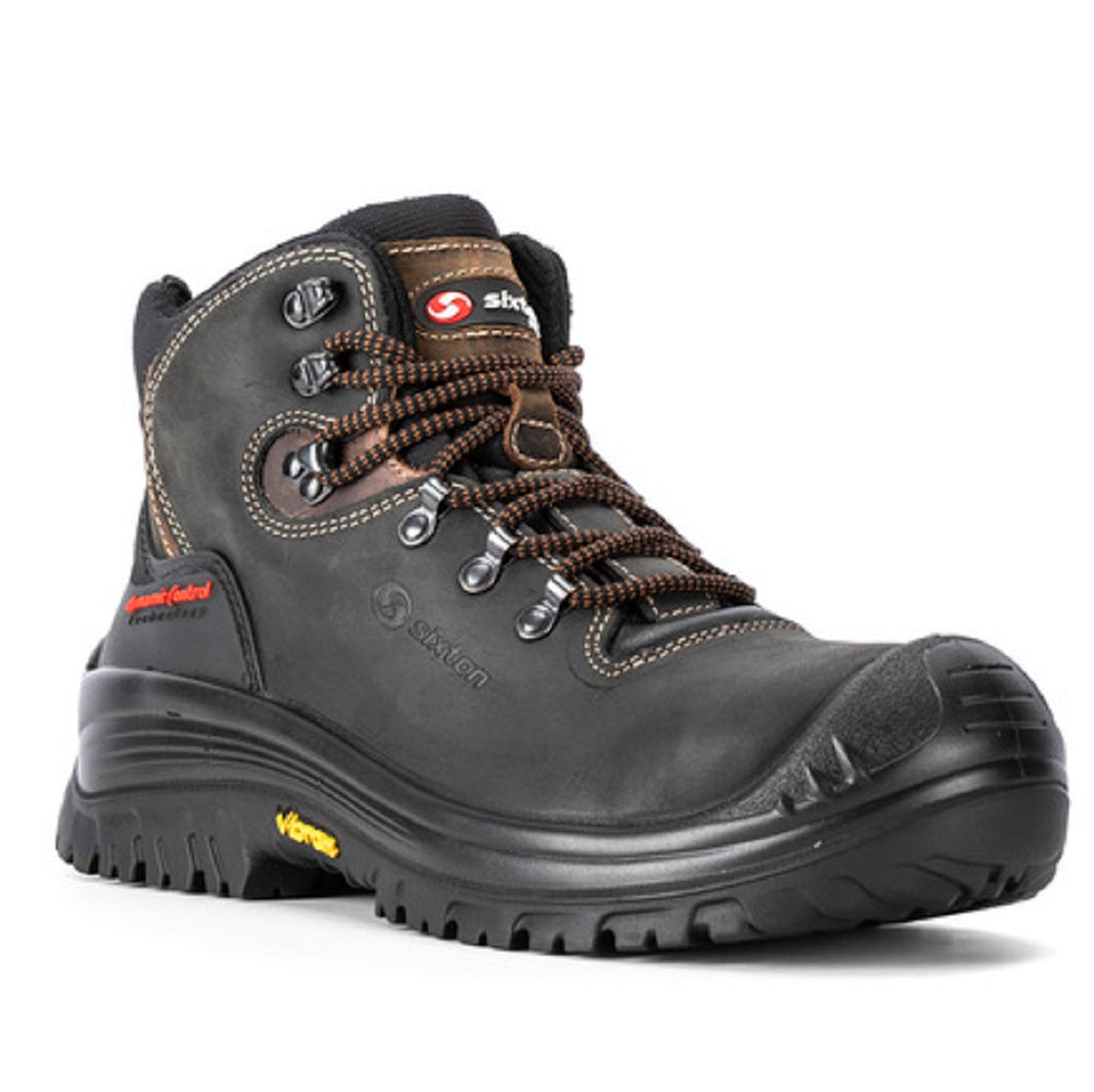 Sixton Stelvio Safety Boots Black Waxy Nubuck Leather Vibram Sole protexU