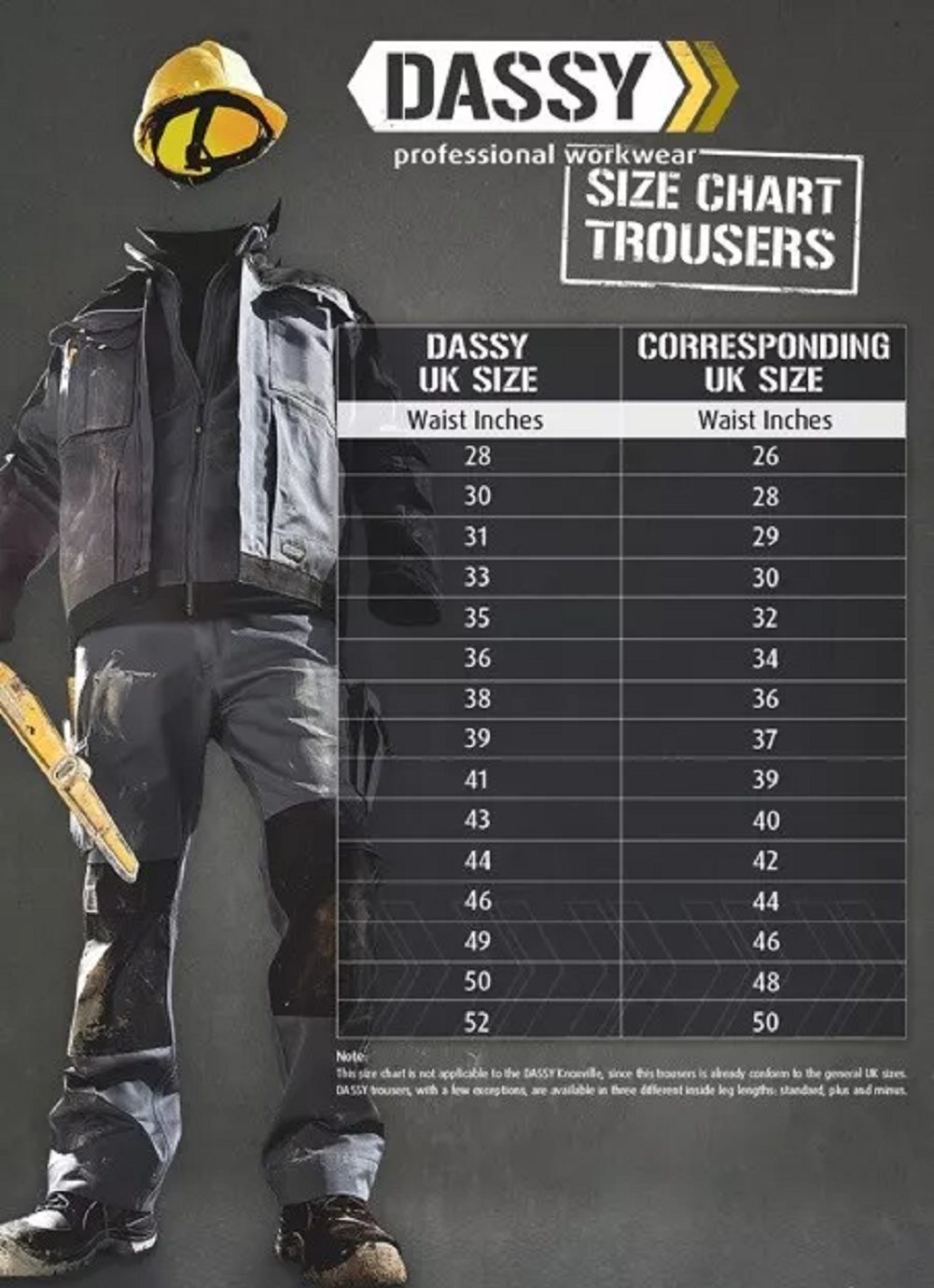 Dassy Liverpool Work Trousers. Black, Cargo, Pants, Workwear, size chart,protexU