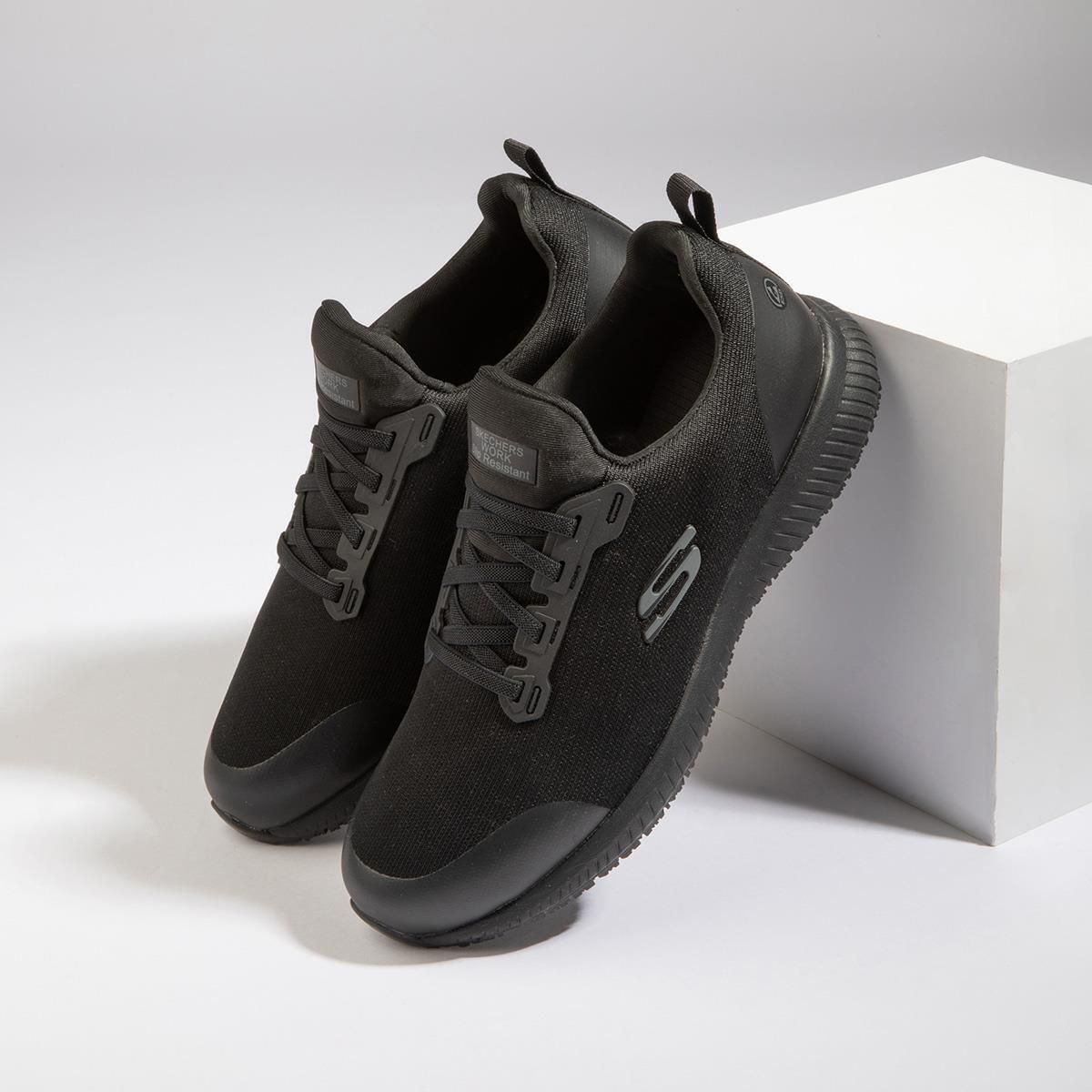 Skechers Work Shoe Squad SR Black, Women's work shoe, food industry shoe, catering shoe, nursing shoe, protexU