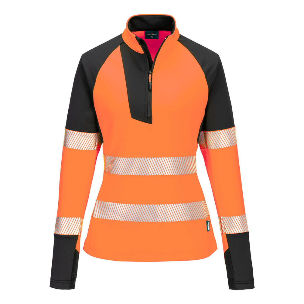 Women's Hi-Vis Orange Quarter Zip Sweatshirt. Portwest. protexU