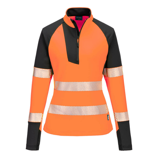 Women's Hi-Vis Orange Quarter Zip Sweatshirt. Portwest. protexU