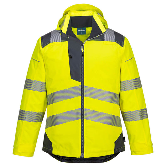 Portwest Waterproof Hi-Vis Rain Jacktet Yellow T400. protexU