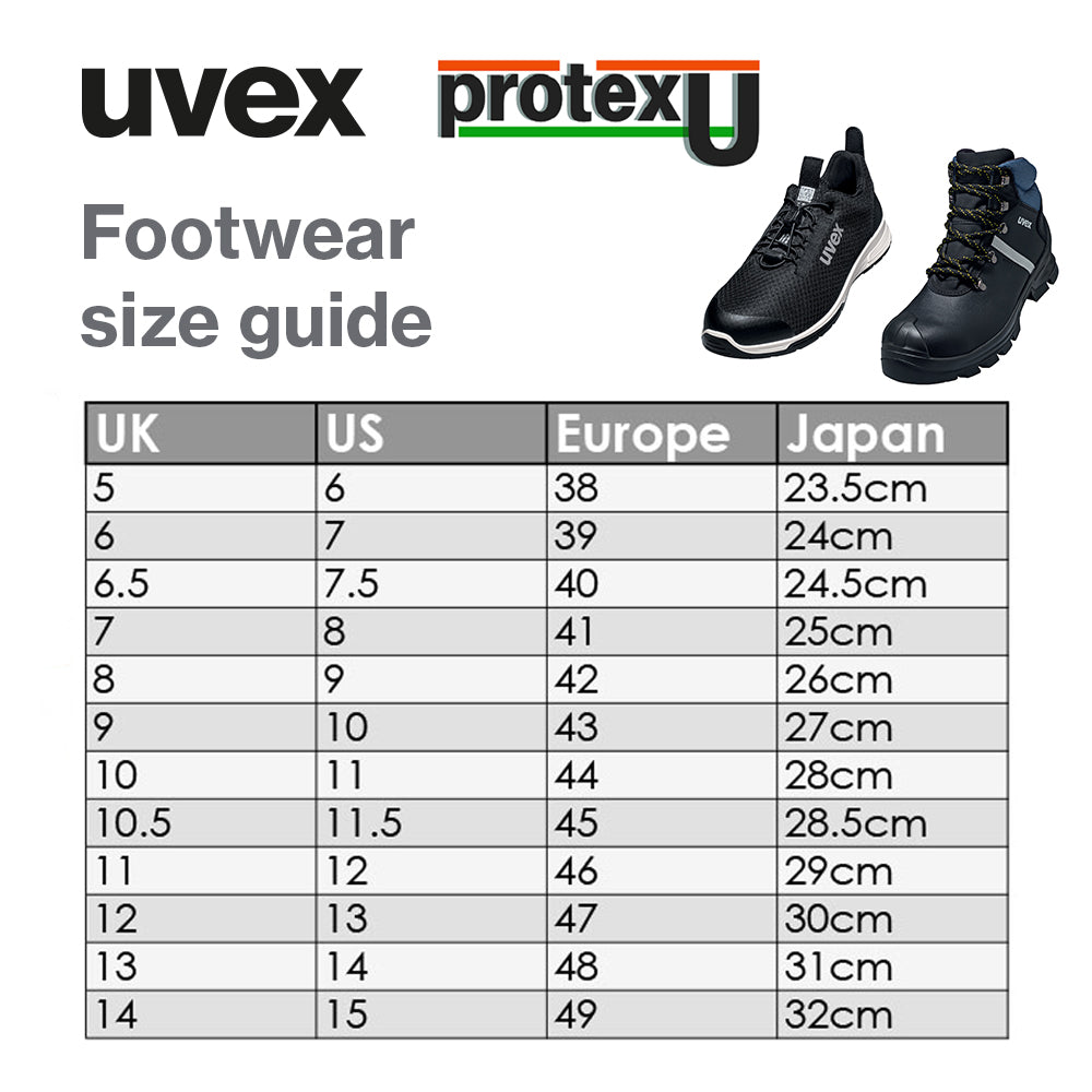 Safety shoes cheap size conversion chart