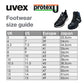 Uvex Quatro 84012 S3 Safety Boots. Steel Toe-cap, Steel Mid-sole, Black Leather Upper. Size conversion. protexU