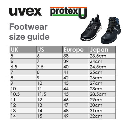 uvex 1 safety boots 8532 size chart protexU