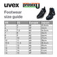 uvex safety boots size conversion chart UK sizes to EU