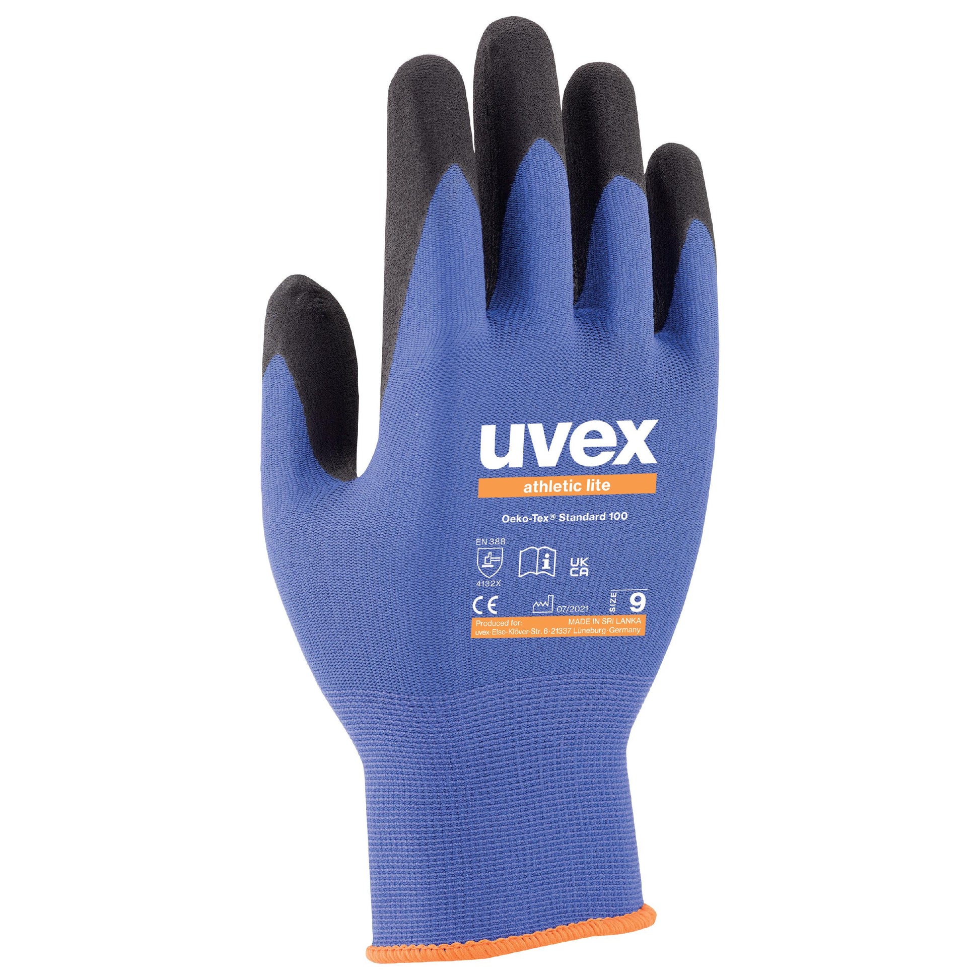 uvex athletic lite Safety Work Gloves 60027 Foam Palm Blue Black