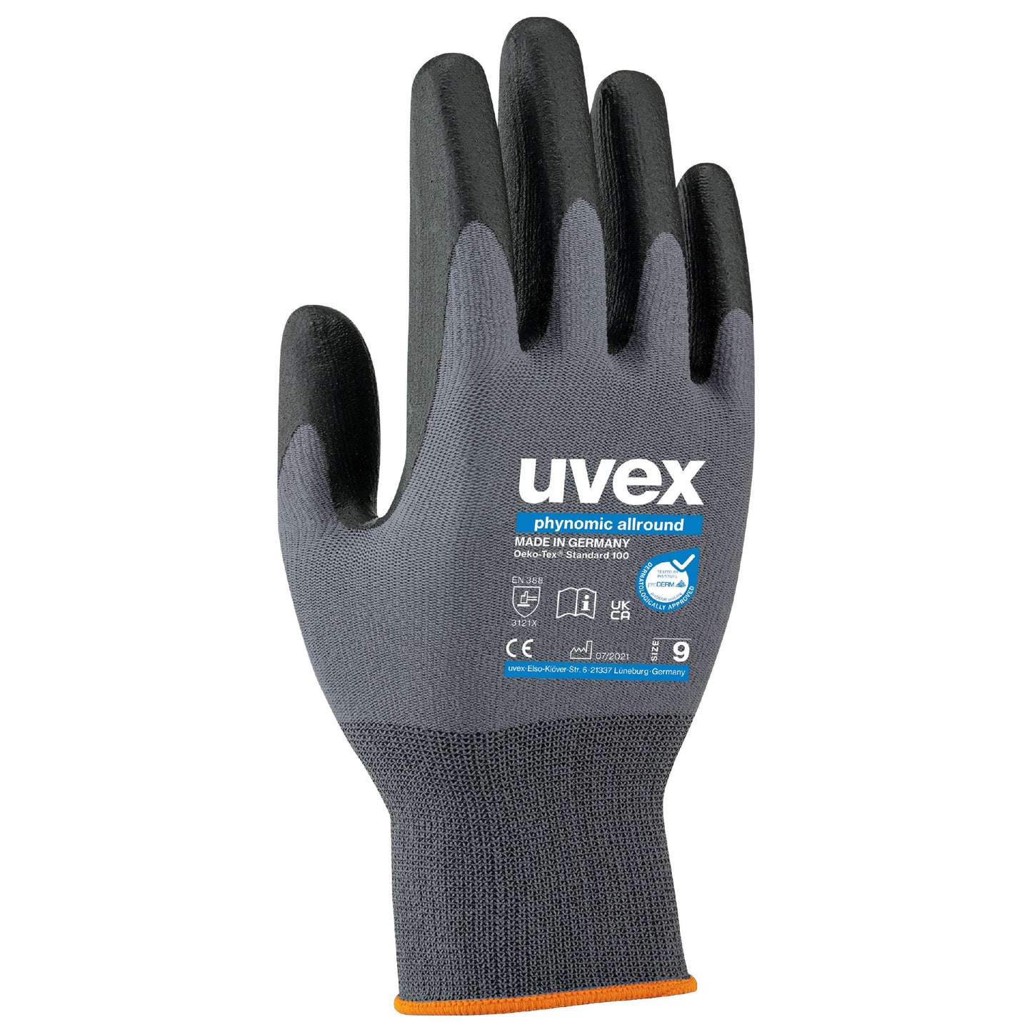 uvex 60070 phynomic allround ppe safety work gloves. Aqua-polymer foam coated palms. Best safety gloves for general handling use. protexu