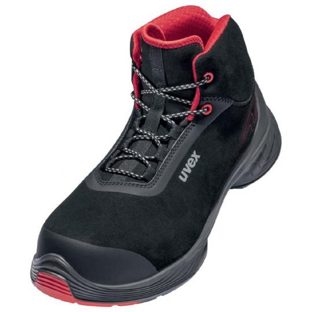 uvex 68392 G2 safety boots. Black Red S3 ESD 100% Non-metal, metal-free, composite toe-cap. Comfortable uvex boots microsuede upper. best deal price at protexU