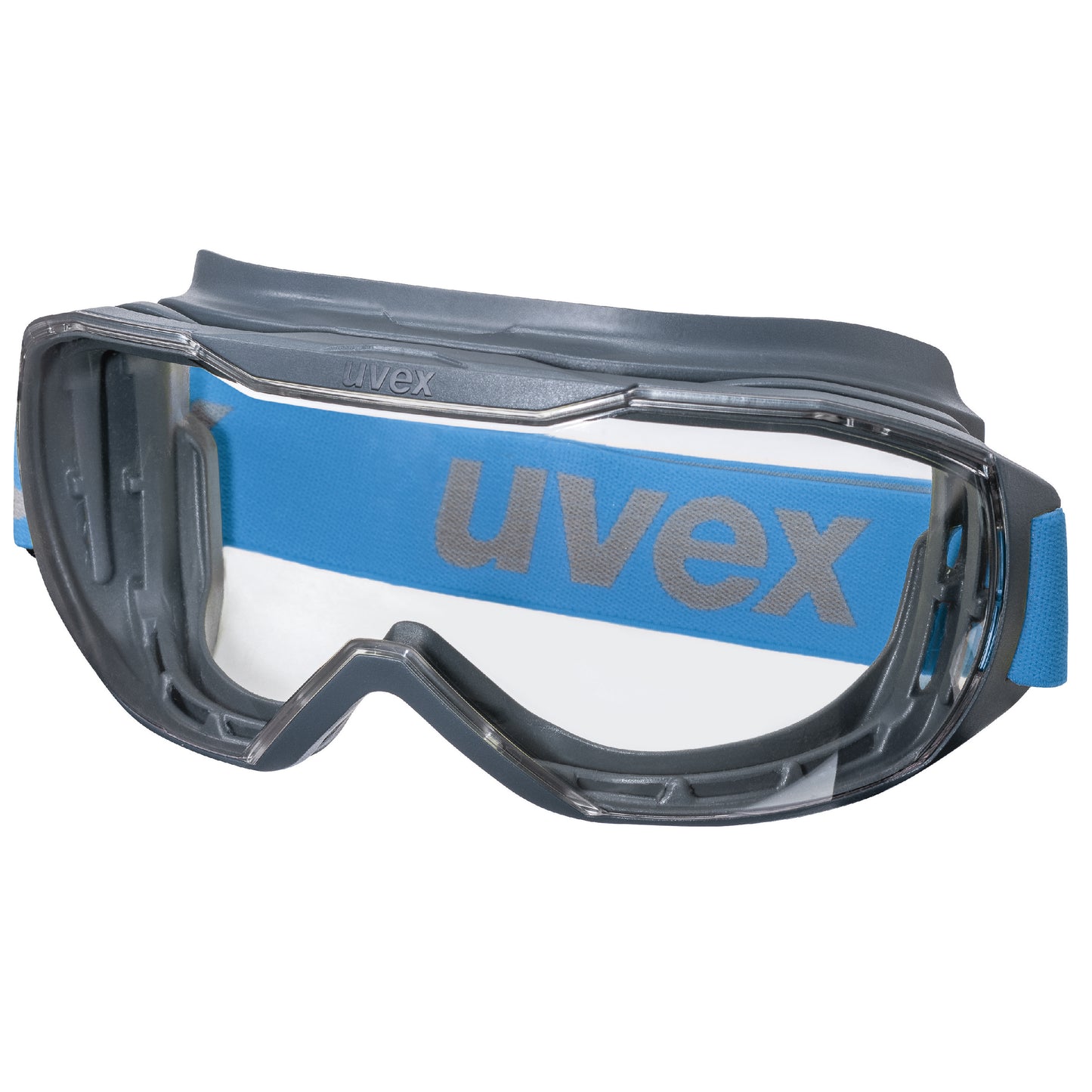 uvex Megasonic OTG Goggles. Fits Over Presciption Glasses. Clear Lens UV400, Elasticated Headband. Front view. protexU