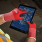 Milwaukee Cut Level 1 Nitrile Dipped Work Gloves. Suitable for light industrial, tradesmen and general handling use.  Red/White/Black.  Suitable for touchscreen devices. protexU