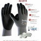 ATG MaxiFlex Ultimate Work Gloves Grey with black foam palms. Touchscreen compatible work gloves. 42-874 Features PIctogram.  protexU