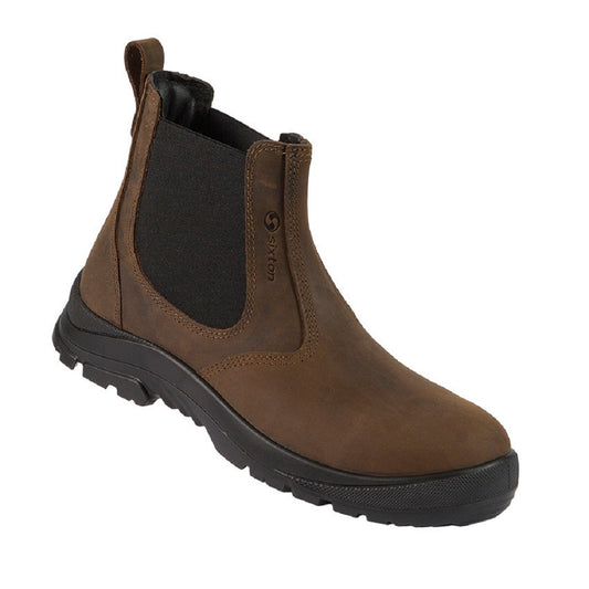 Sixton Peak Safety Dealer Boots Greased Nubuk Brown Leather S3 SRC. protexU