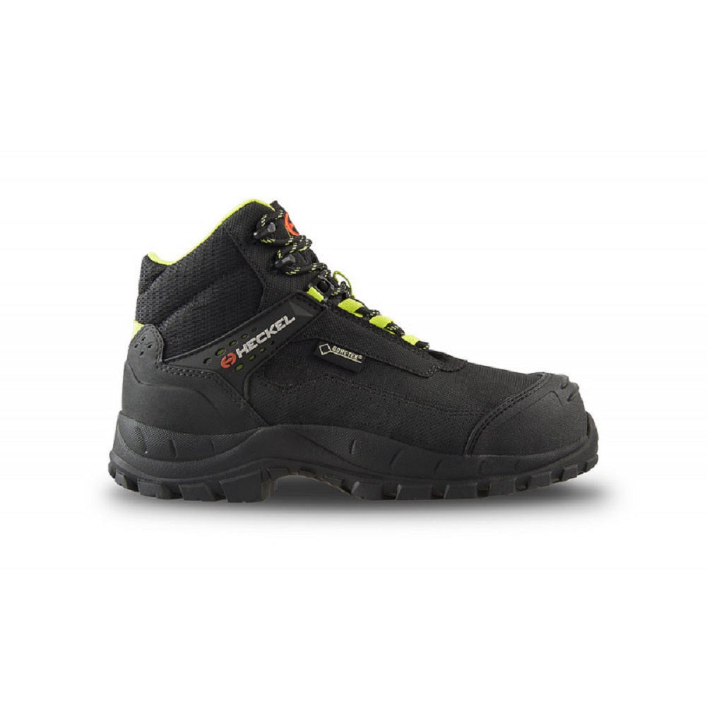 Heckel MACEXPEDITION 2.0 Goretex Waterproof Safety Boots  100% metal-free model for humid outdoor environments, forestry  EN ISO 20345: 2011 – S3 CI HI HRO WR SRC  Safety footwear equiped with Gore-Tex membrane. Gore-Tex guarantees high breathability, long-lasting waterproofness and outstanding comfort. Side ViewprotexU
